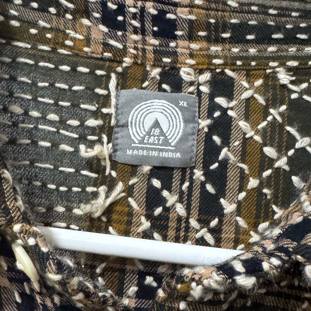 18 East Plaid Button-Up Shirt in Black and Brown - Picture 2 of 3